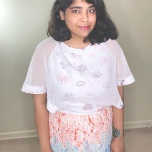 Butterfly Sleeve White Crop Top